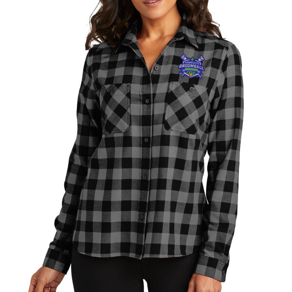 Port Authority® Ladies Plaid Flannel Shirt - Embroidered Logo Thumbnail