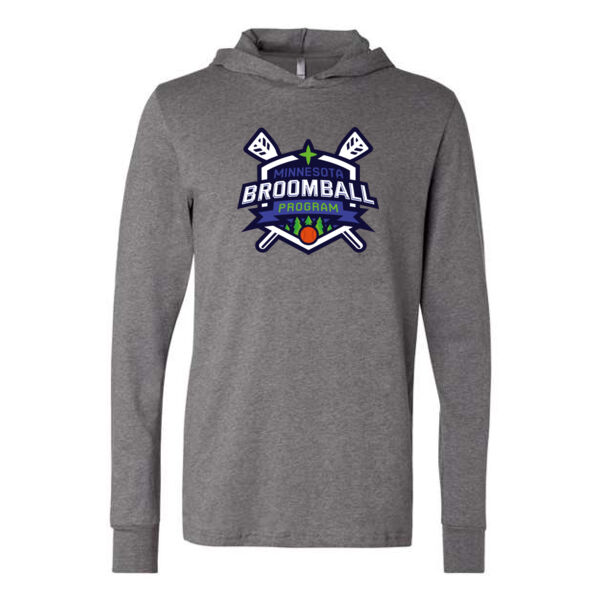 BELLA + CANVAS - Jersey Hooded Long Sleeve Tee - Printed Logo Thumbnail