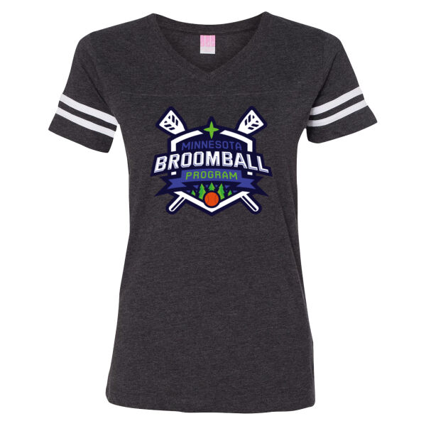 LAT - Women's Football V-Neck Fine Jersey Tee - Printed Logo ** Add Name and Number for $5! ** Thumbnail